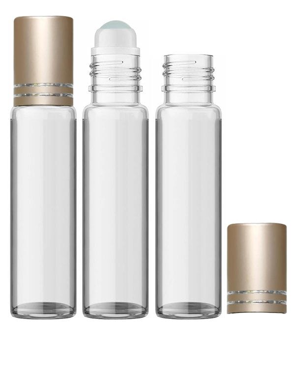 6 ml Boş Parfüm Esans Şişesi Roll on Cam – Gold Kapak Takım 10 Adet